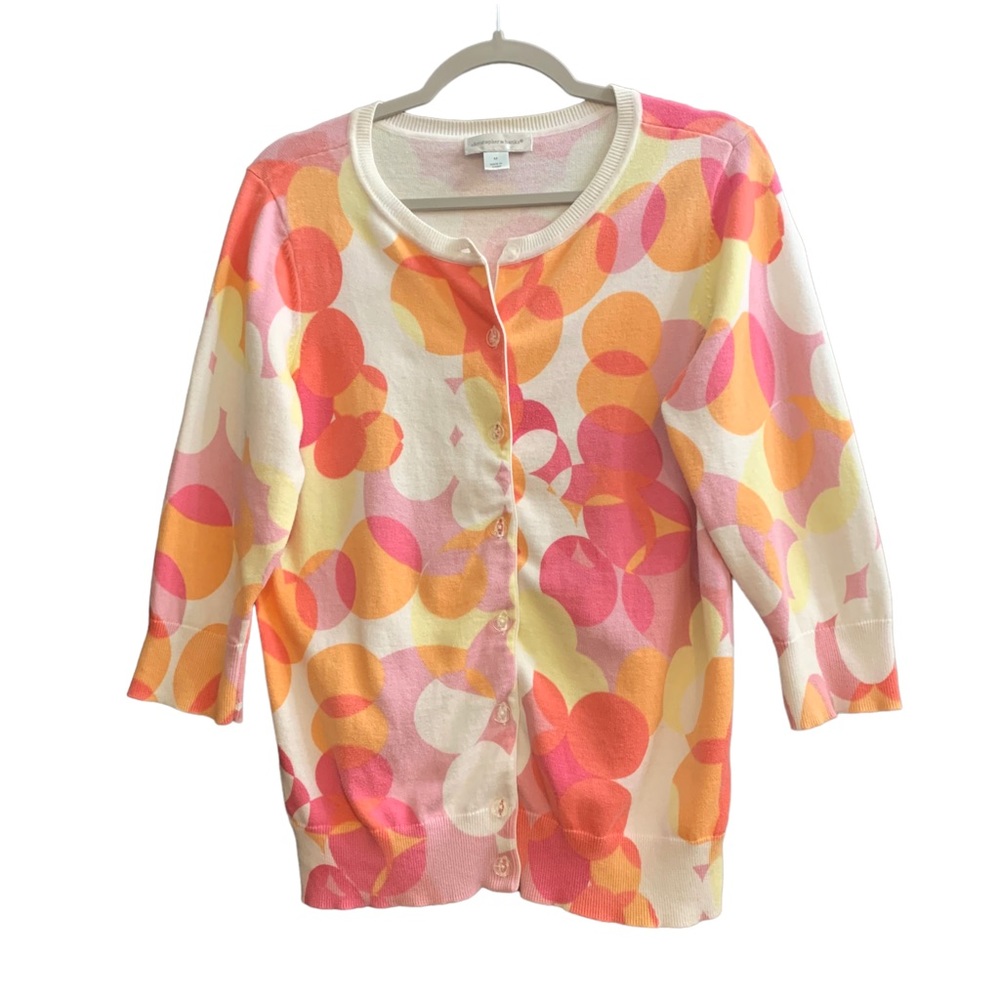 Christopher & Banks multi colored 3/4 length sleeve cardigan sweater Size M